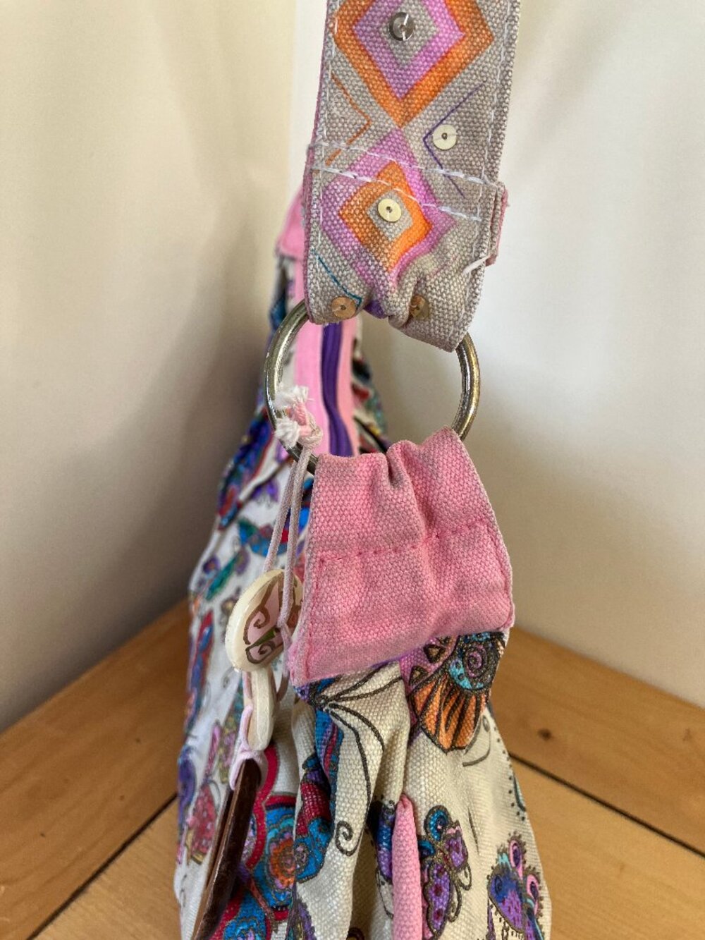 Laurel Burch Butterfly Print Shoulder Bag Canvas Purse Vintage Y2K - Picture 5 of 14
